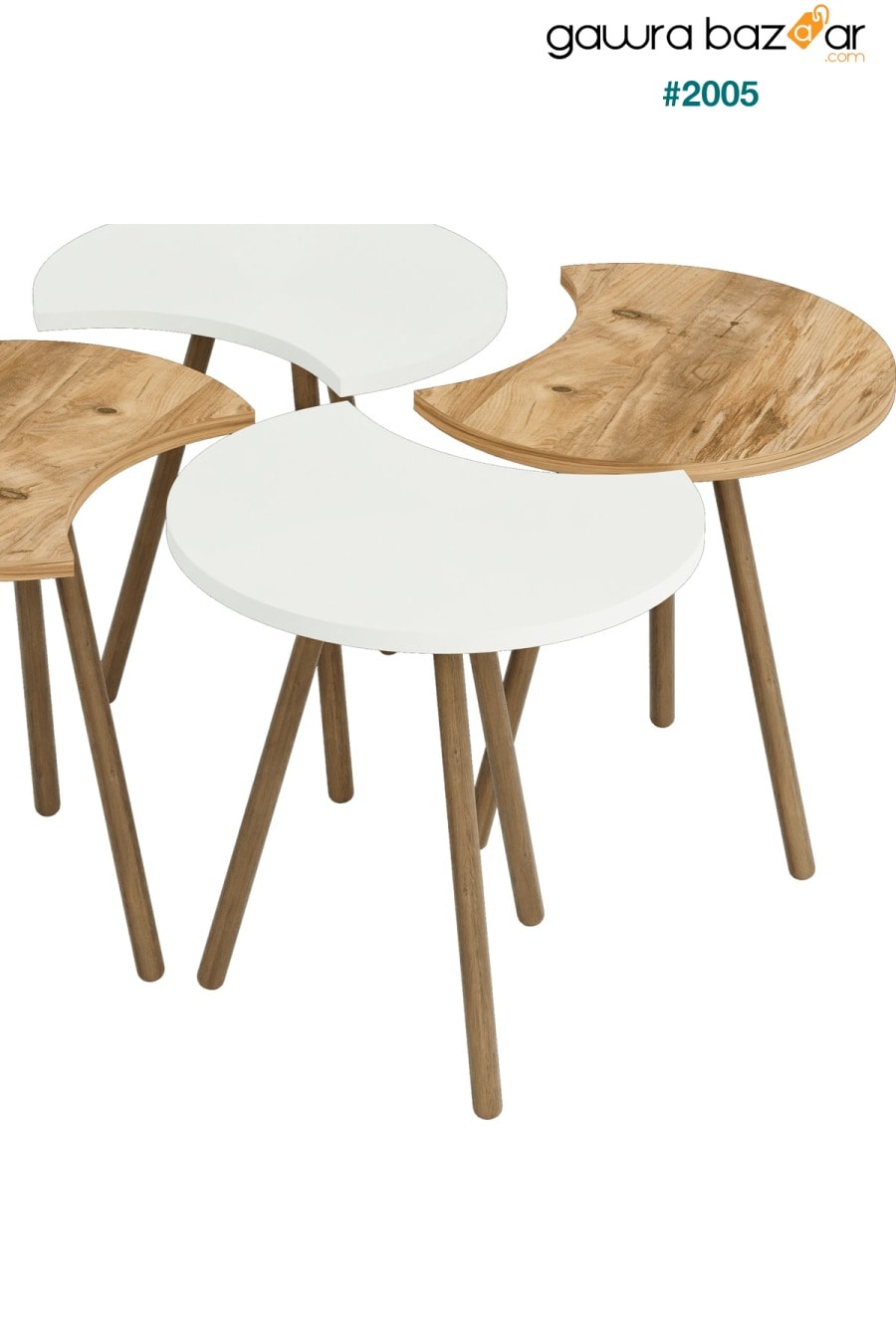 طاولة وسط بأربعة أرجل خشبية متداخلة متداخلة - أبيض أتلانتيكام interGO 2