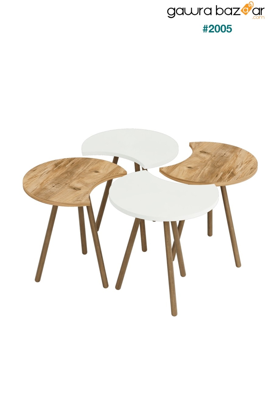 طاولة وسط بأربعة أرجل خشبية متداخلة متداخلة - أبيض أتلانتيكام interGO 1