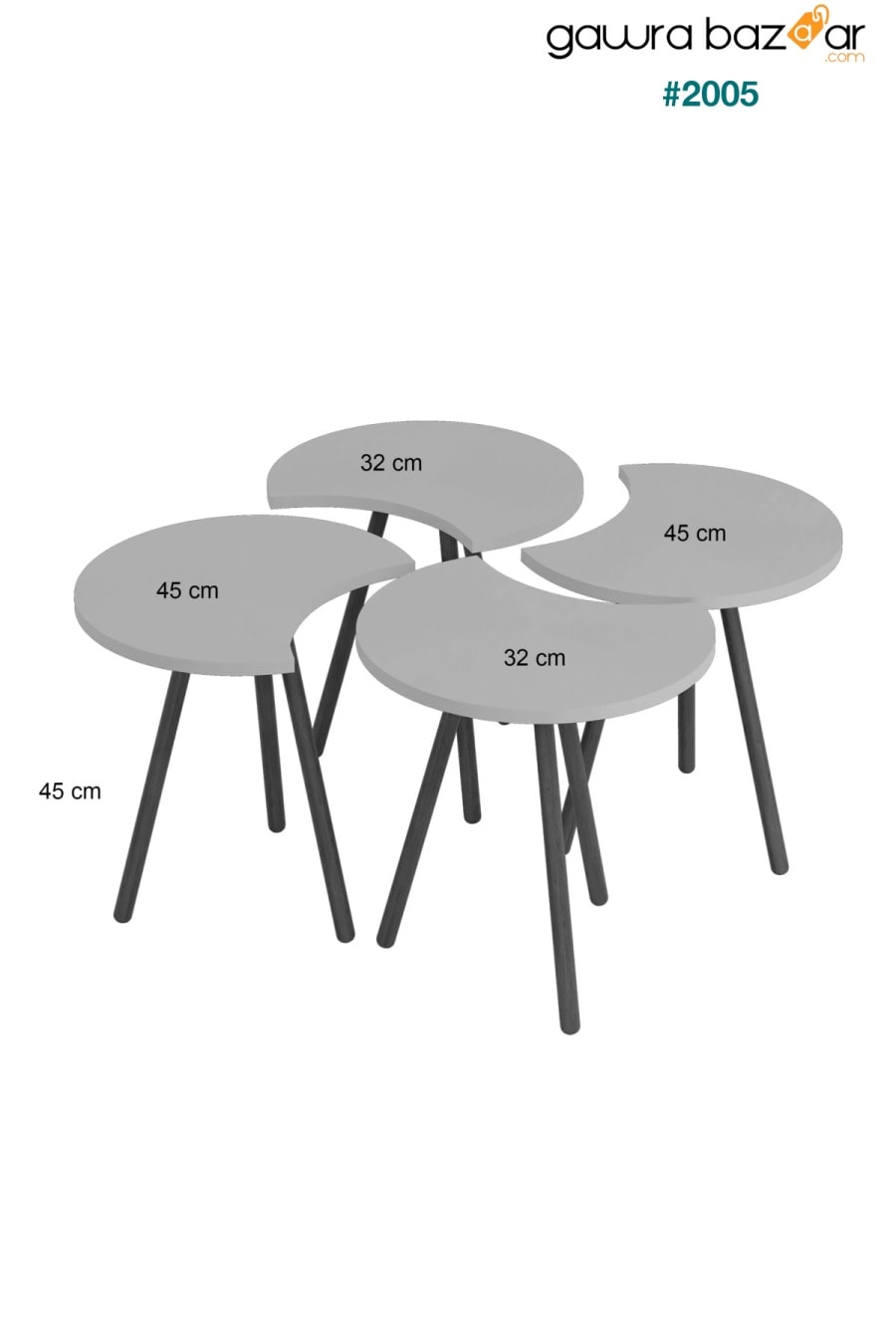طاولة وسط بأربعة أرجل خشبية متداخلة متداخلة - أبيض أتلانتيكام interGO 4