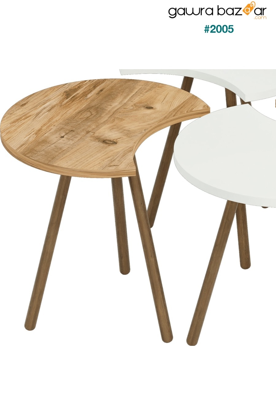 طاولة وسط بأربعة أرجل خشبية متداخلة متداخلة - أبيض أتلانتيكام interGO 3