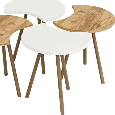 طاولة وسط بأربعة أرجل خشبية متداخلة متداخلة - أبيض أتلانتيكام