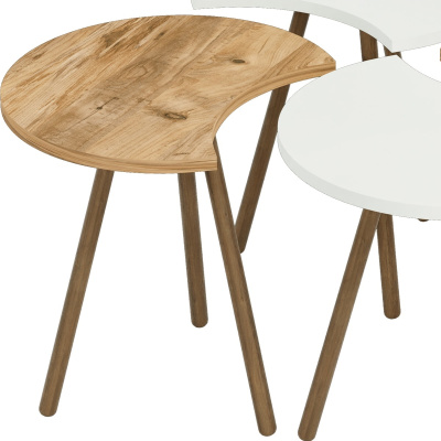 طاولة وسط بأربعة أرجل خشبية متداخلة متداخلة - أبيض أتلانتيكام
