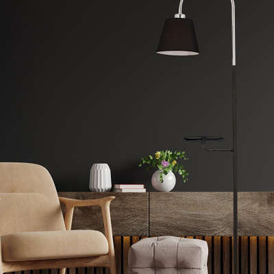Lumina Black Cap Chrome Modern Design Floor Lampshade Lamp Metal Floor Lamp