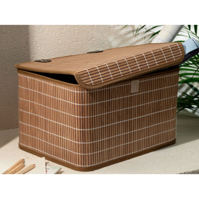 صندوق تخزين من خشب البامبو الصلب 36 × 27 × 22 سم بني
