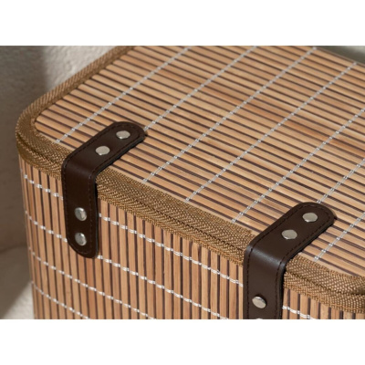 صندوق تخزين من خشب البامبو الصلب 36 × 27 × 22 سم بني
