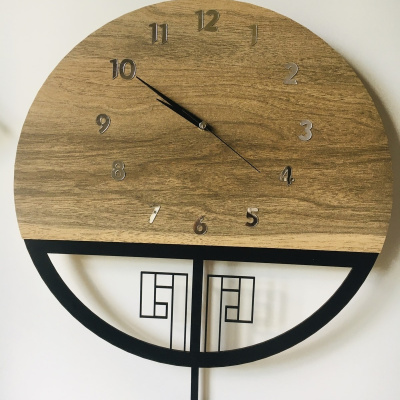 ساعة حائط خشبية بندول صامت ، ساعة بندول ، ساعة حائط ، ساعة حائط خشبية ، ساعة حائط بندول