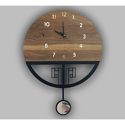 ساعة حائط خشبية بندول صامت ، ساعة بندول ، ساعة حائط ، ساعة حائط خشبية ، ساعة حائط بندول