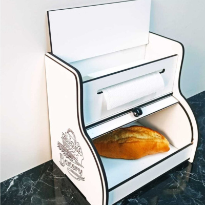صندوق خبز جديد - لوحة خبز جديدة ، حامل مناديل فوط (بعيون تخزين) ، رف توابل ، مكتوب مزخرف