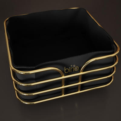 سلة الخبز سلة الخبز صندوق معدني متعدد الأغراض لوكس سلة ذهبية من الفولاذ المقاوم للصدأ قماش أسود