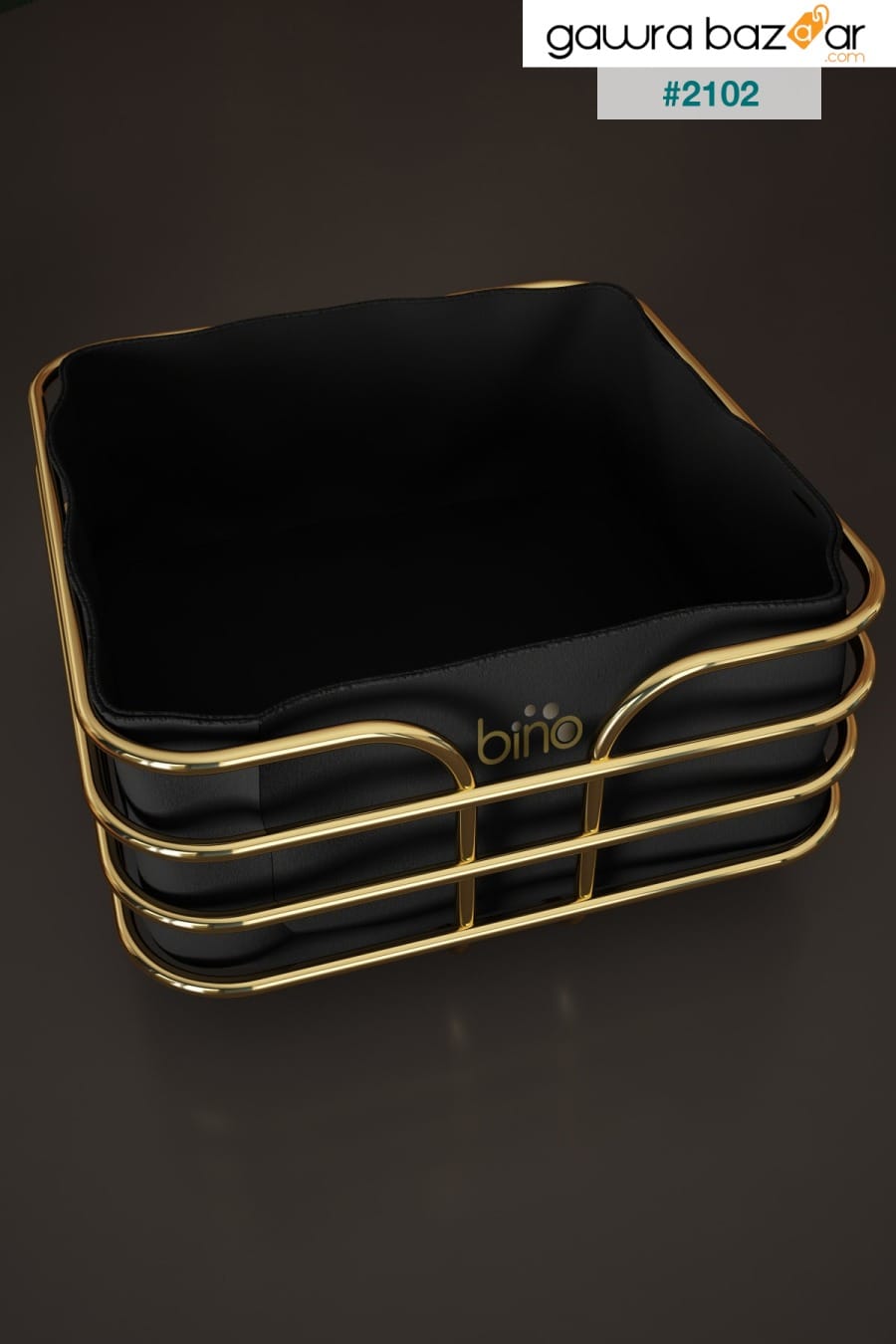 سلة الخبز سلة الخبز صندوق معدني متعدد الأغراض لوكس سلة ذهبية من الفولاذ المقاوم للصدأ قماش أسود Bino 3