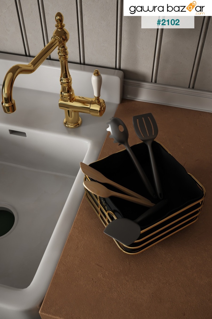 سلة الخبز سلة الخبز صندوق معدني متعدد الأغراض لوكس سلة ذهبية من الفولاذ المقاوم للصدأ قماش أسود Bino 5