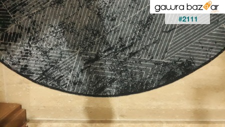 سجادة رقمية مطبوعة غير قابلة للانزلاق قابلة للغسل بتصميم هندسي أسود انتقالي أنثراسايت سجادة سجادة- d1185