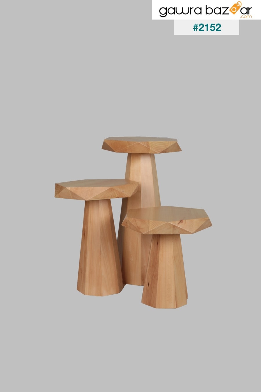 طاولة جانبية هرمية خشبية من الفلين 70 سم طبيعي Basataconcept 2