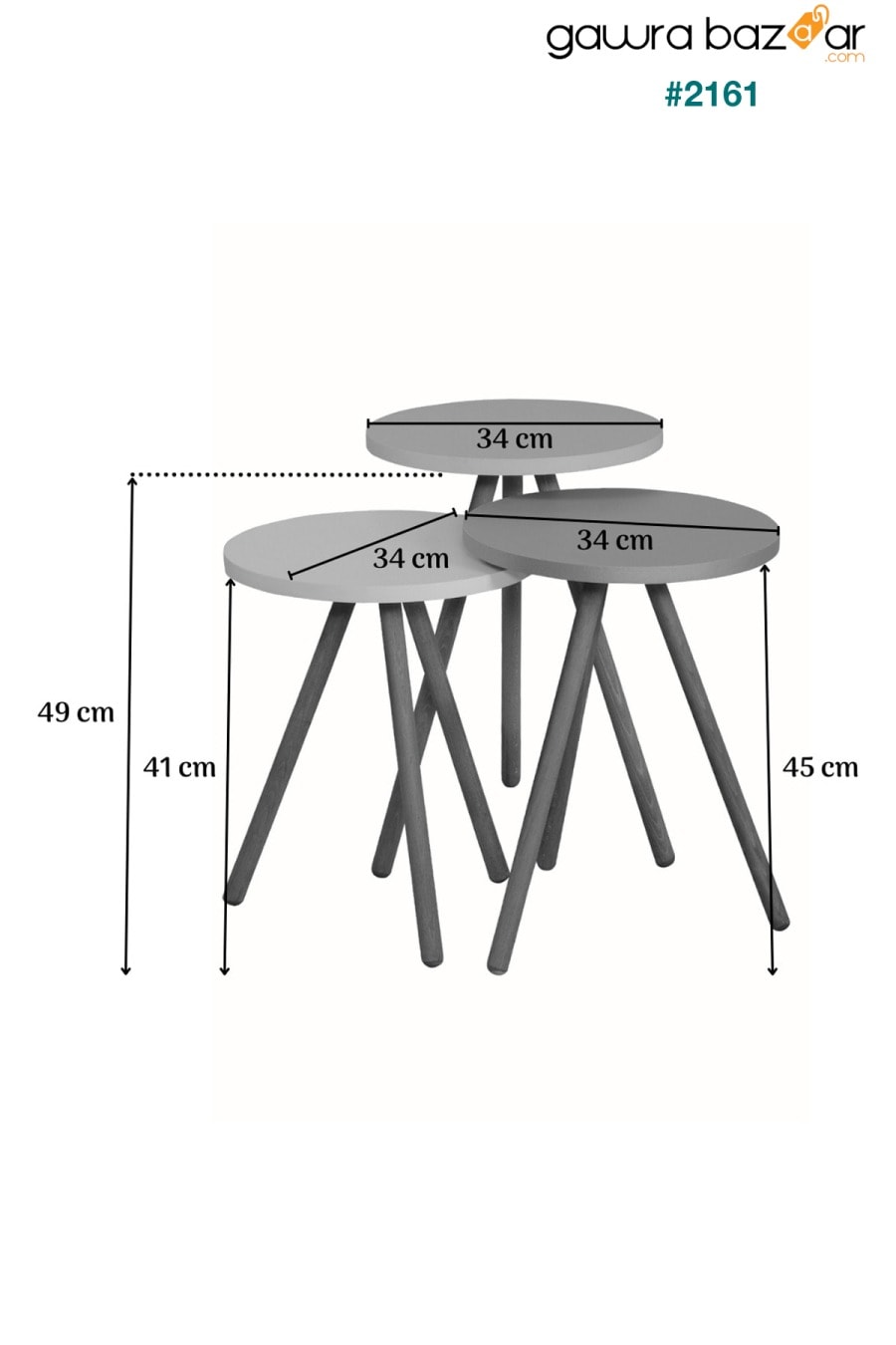 طاولة تعشيش ثلاثية ملونة بأرجل خشبية دائرية بتصميم الباستيل أصفر كريمي وردي interGO 4