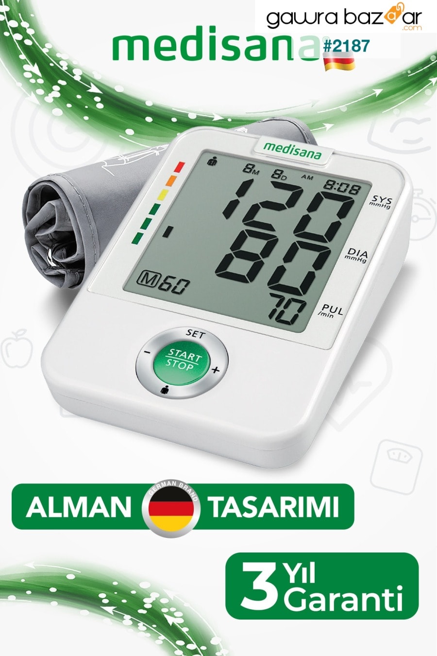 مقياس ضغط دم رقمي بتصميم ألماني مع شاشة عرض كبيرة وكفة عريضة في أعلى الذراع medisana 0