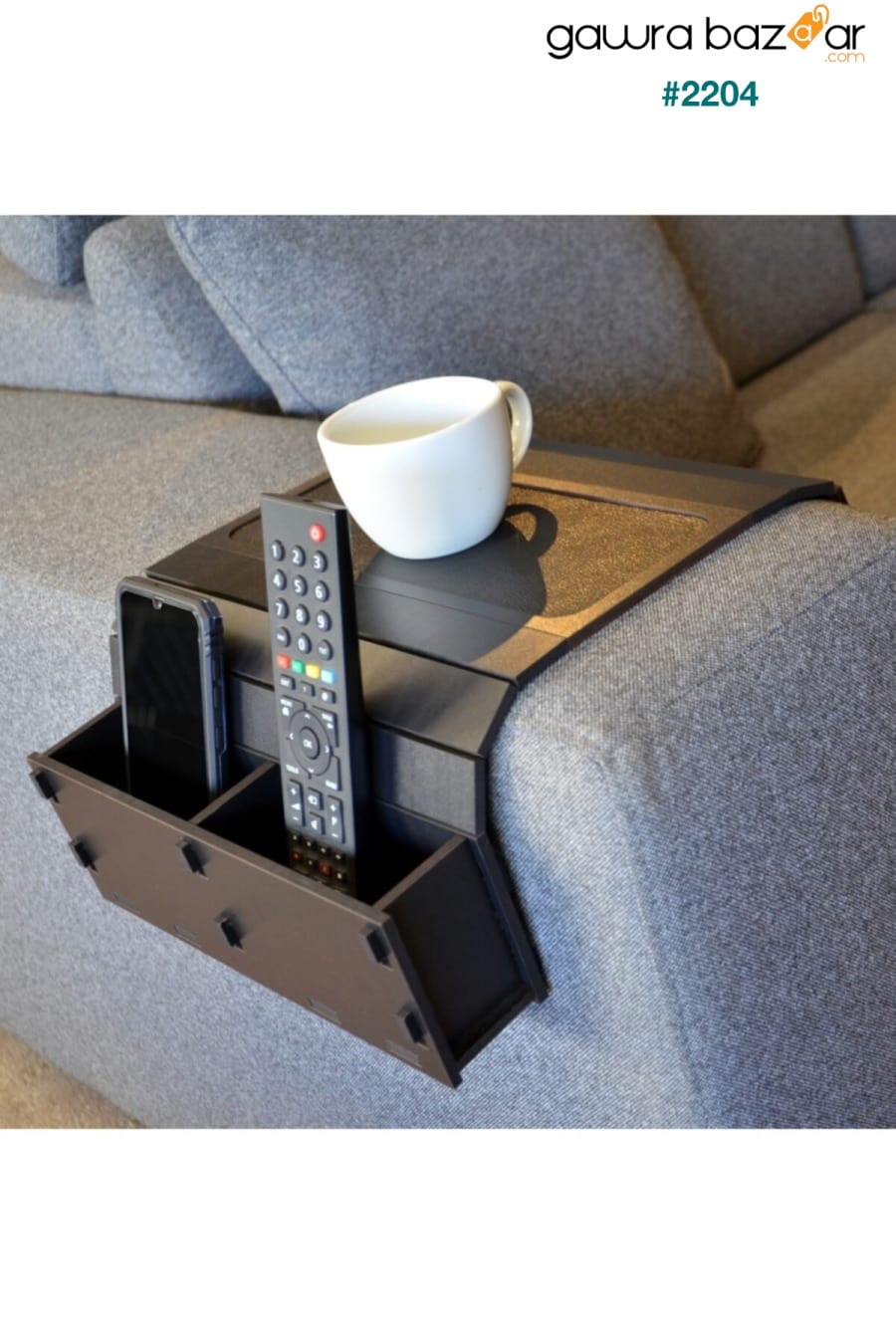 طاولة جانبية للتحكم في مسند الرأس قابلة للطي خشبية سوداء مع خزان ARKITEKT EX 2
