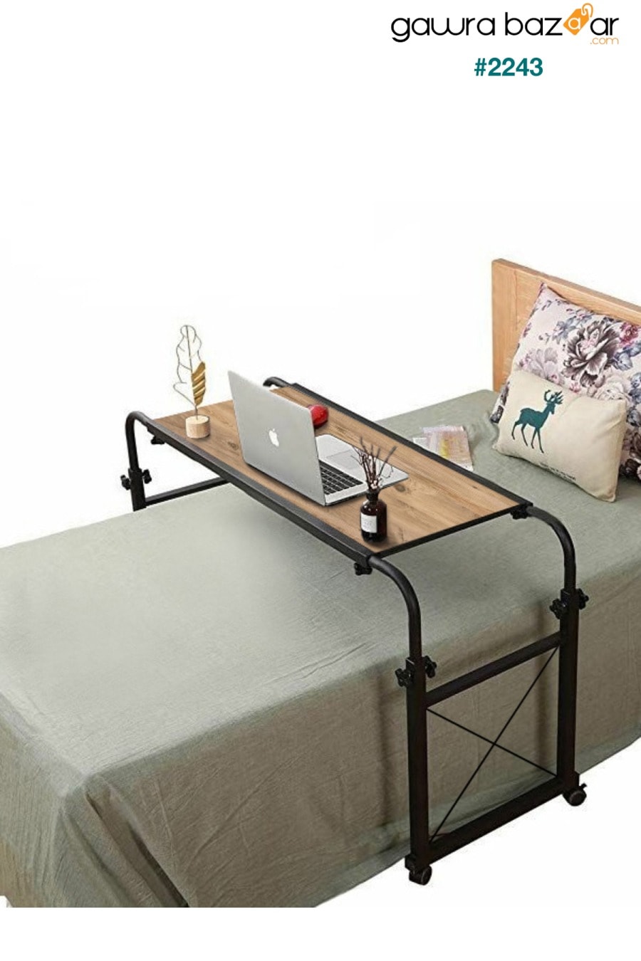 طاولة سرير مفرد قابلة للتعديل للعرض والارتفاع - خشب الصنوبر الأطلسي (مع عجلة) sekizincicaddedizayn 0