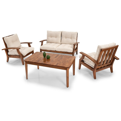 شرفة حديقة شرفة مجموعة أثاث يجلس مجموعة طاولة كرسي Bergere وسادة أريكة كرسي قابل للفك