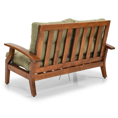 شرفة حديقة تراس صالة كرسي خشبي مزدوج Bergere كرسي بذراعين أريكة منزوعة كرسي كتان وسادة