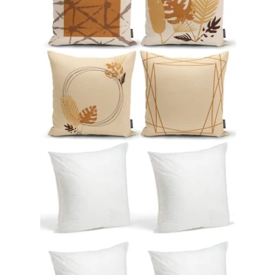 غطاء وسادة ديكور عصري مكون من 4 جوانب مطبوعة على الوجهين ومجموعة وسادة داخلية مملوءة بالسيليكون