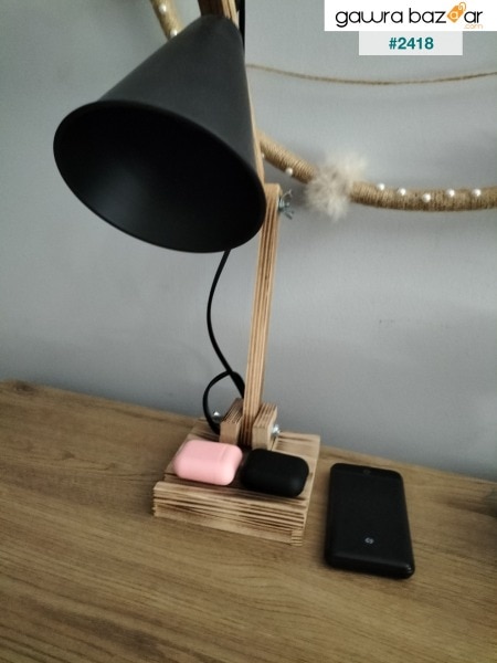 مصباح طاولة من الخشب ديمو- أسود