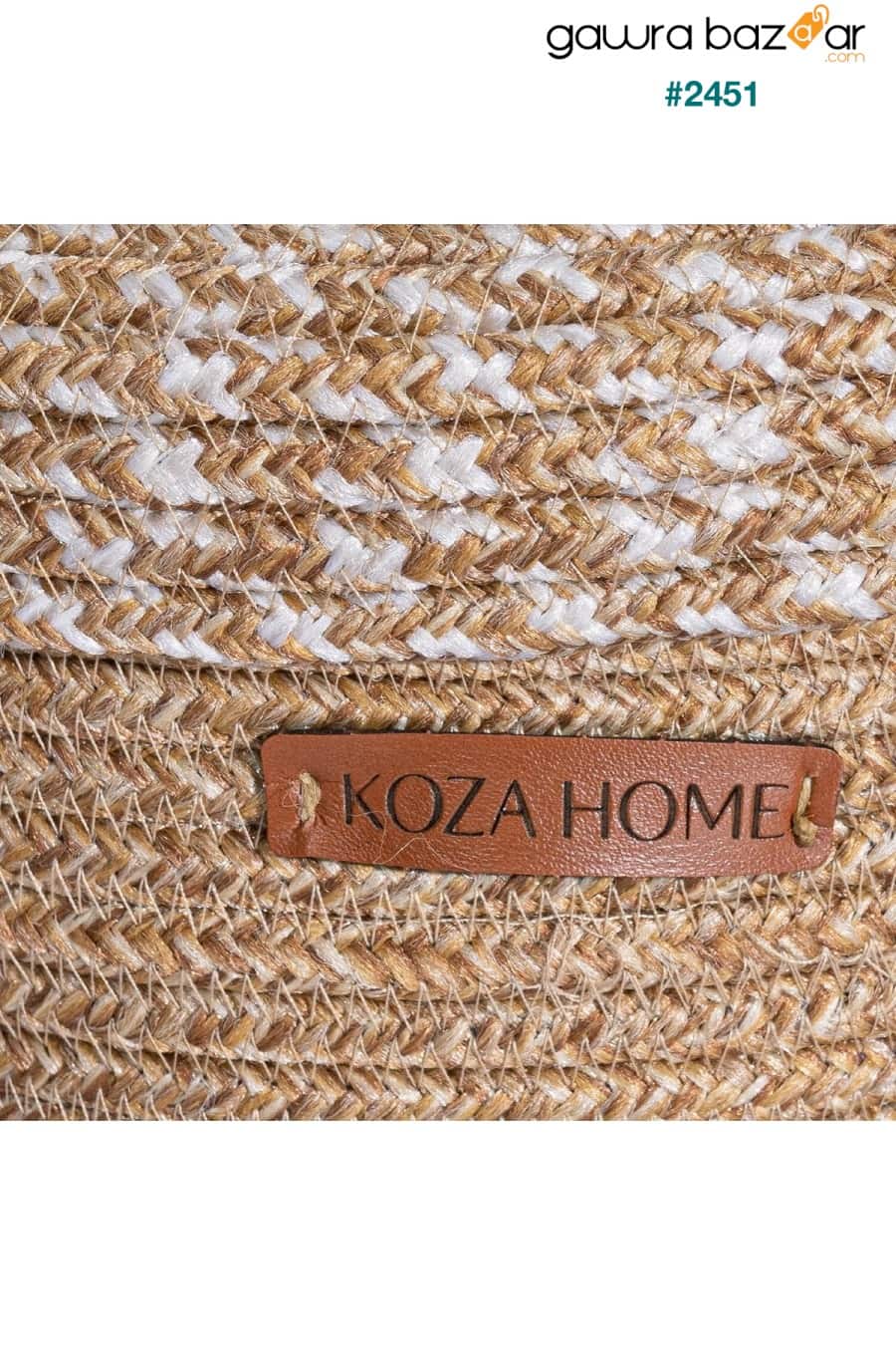 Cesta Lid مصنوع يدويًا من القطن الطبيعي البيج سلة زخرفية 25 سم Koza Home 2