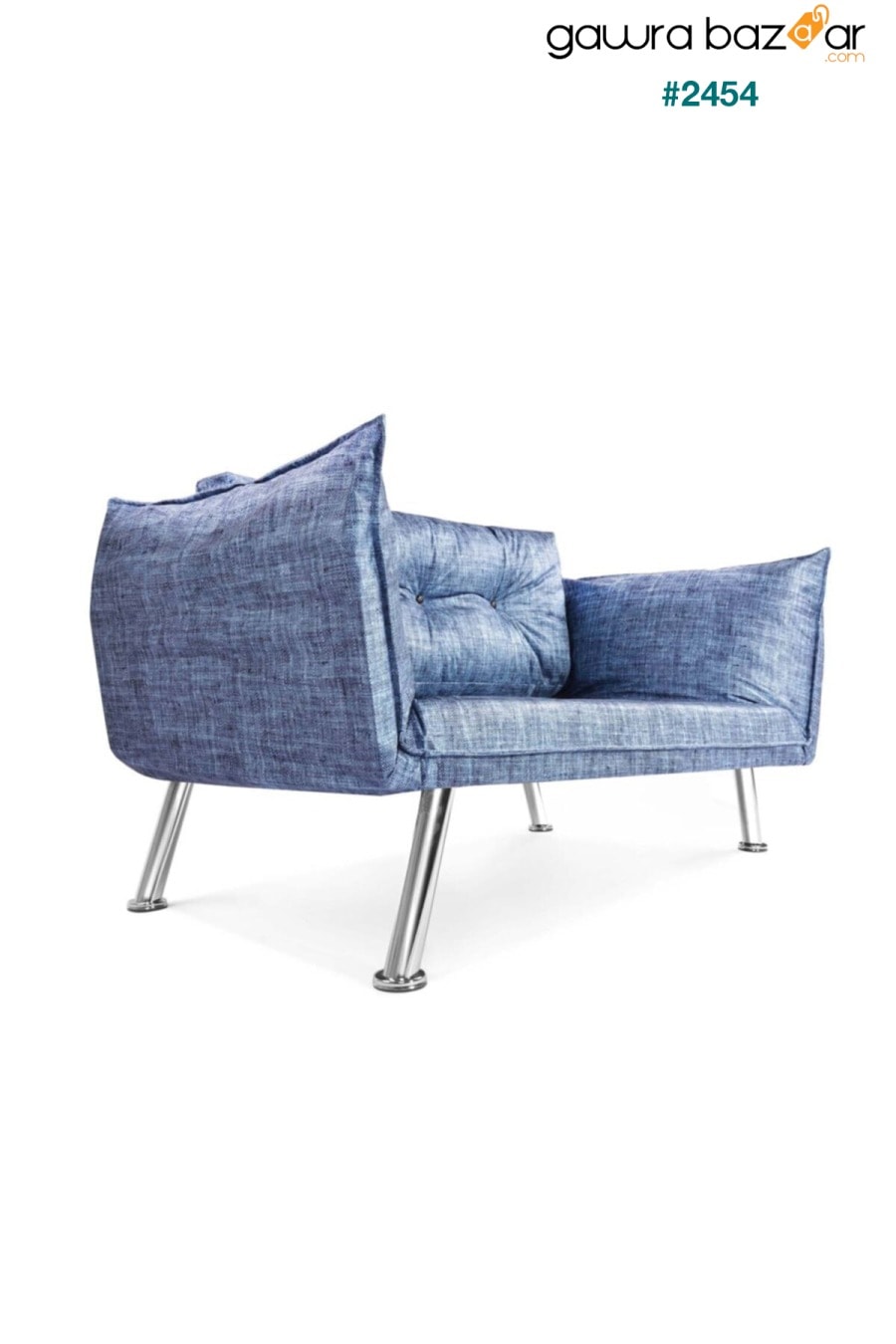 أريكة مزدوجة زرقاء مع كرسي بذراعين مزدوج Dekoro 3