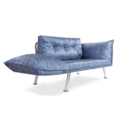 أريكة مزدوجة زرقاء مع كرسي بذراعين مزدوج
