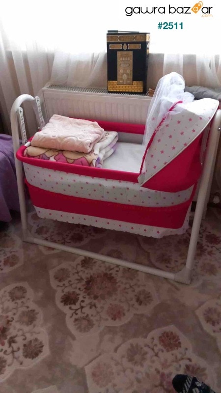سرير أرجوحة سرير محمول فاخر من بولي الفاخر باللون الوردي