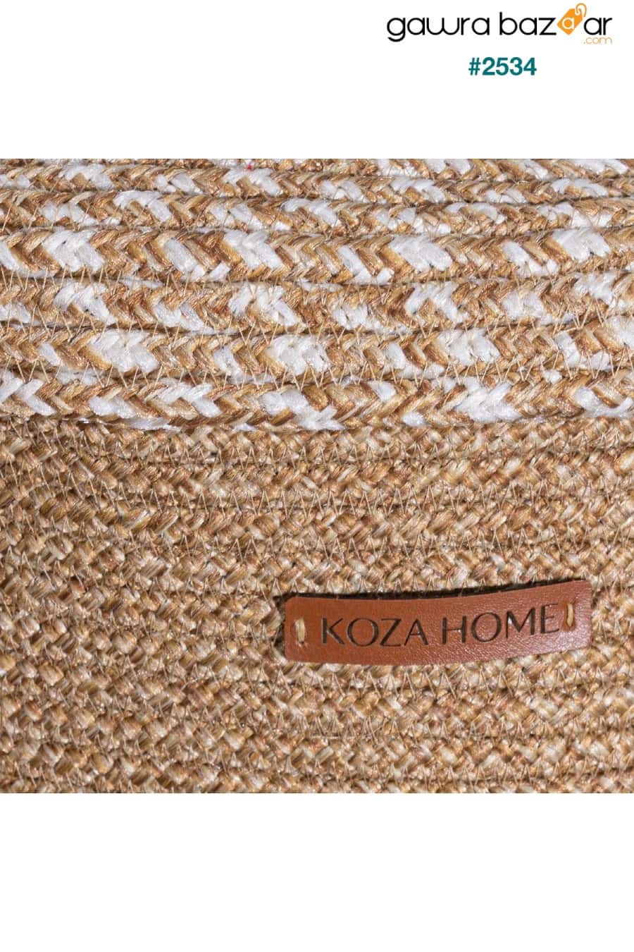 Cesta Lid مصنوع يدويًا من القطن الطبيعي البيج سلة زخرفية 36 سم × 45 سم Koza Home 2
