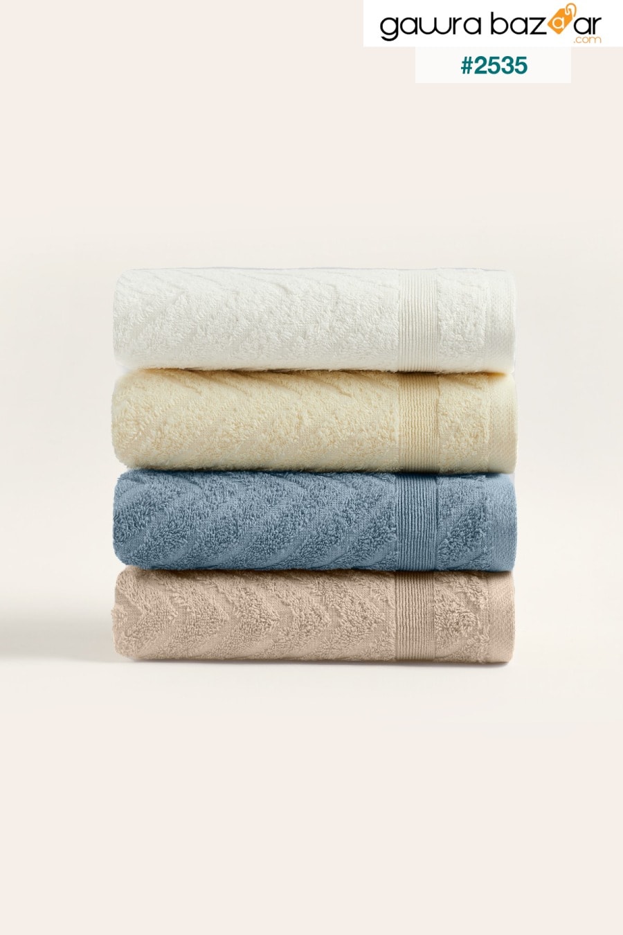 Lycian Jacquard Border Herringbone 4 Pcs Hand Face Towel Set 100٪ Cotton Soft Use Daily Use 1023a Koza Home 1