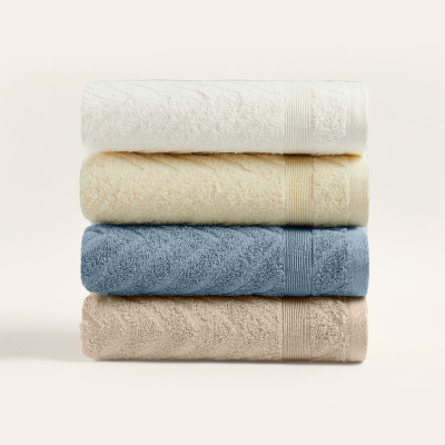 Lycian Jacquard Border Herringbone 4 Pcs Hand Face Towel Set 100٪ Cotton Soft Use Daily Use 1023a