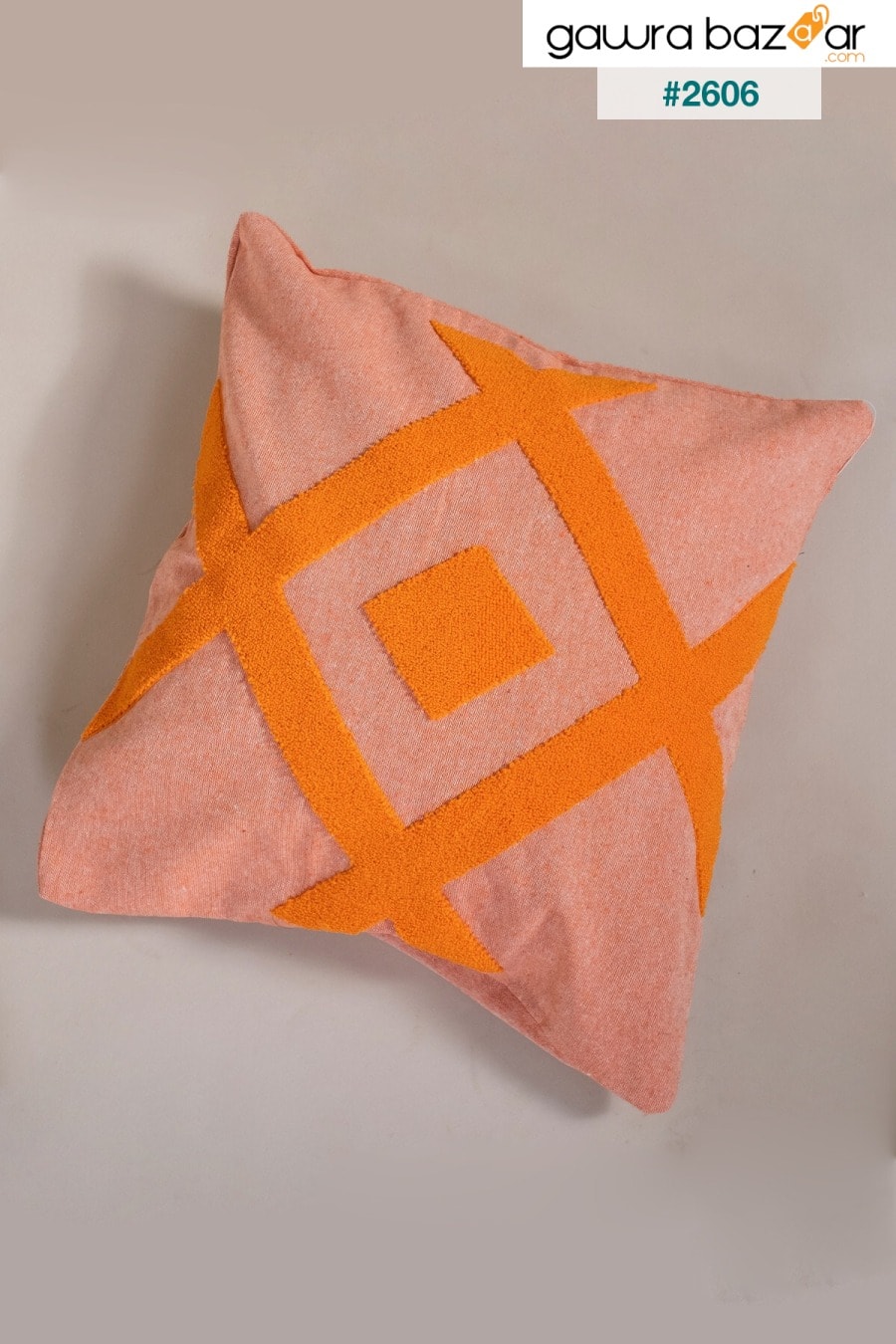 غطاء وسادة مطرز بقماش قطني برتقالي بتصميم خاص 43x43 سم vivamaison 1