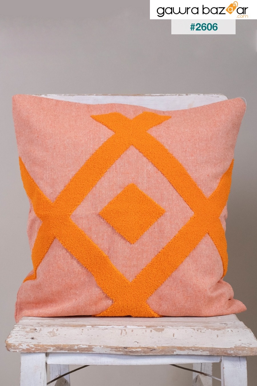 غطاء وسادة مطرز بقماش قطني برتقالي بتصميم خاص 43x43 سم vivamaison 0