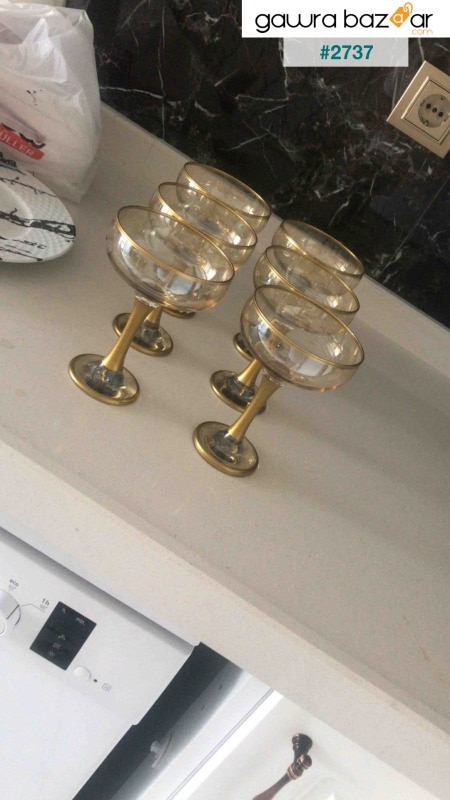 6 قطع ديكور يدوي وعاء زجاجي مذهب آيس كريم وعاء زجاجي للآيس كريم حامل وجبات خفيفة