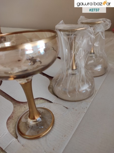 6 قطع ديكور يدوي وعاء زجاجي مذهب آيس كريم وعاء زجاجي للآيس كريم حامل وجبات خفيفة