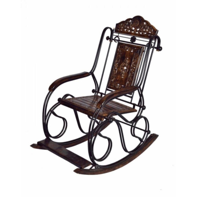 هبط منحوتة خشبية من الحديد المطاوع هزاز كرسي كبير كرسي بذراعين