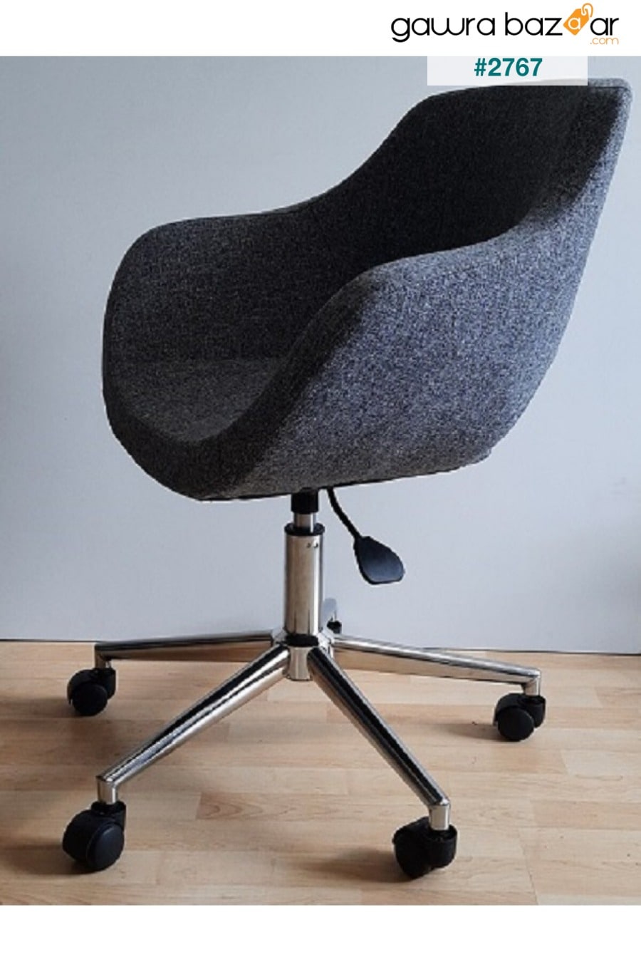 كرسي مكتب كرسي الكمبيوتر قماش كتان أنثراسايت مع أرجل مخروطية KamusalMarket 4