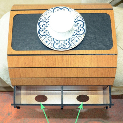طاولة جانبية للتحكم في مسند الرأس قابلة للطي من خشب الجوز مع خزان