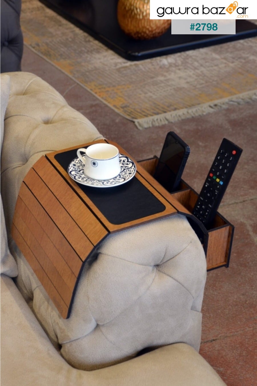 طاولة جانبية للتحكم في مسند الرأس قابلة للطي من خشب الجوز مع خزان ARKITEKT EX 2