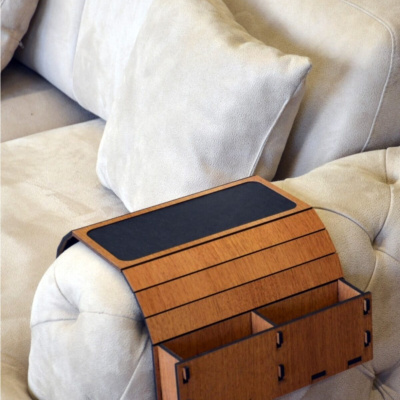 طاولة جانبية للتحكم في مسند الرأس قابلة للطي من خشب الجوز مع خزان
