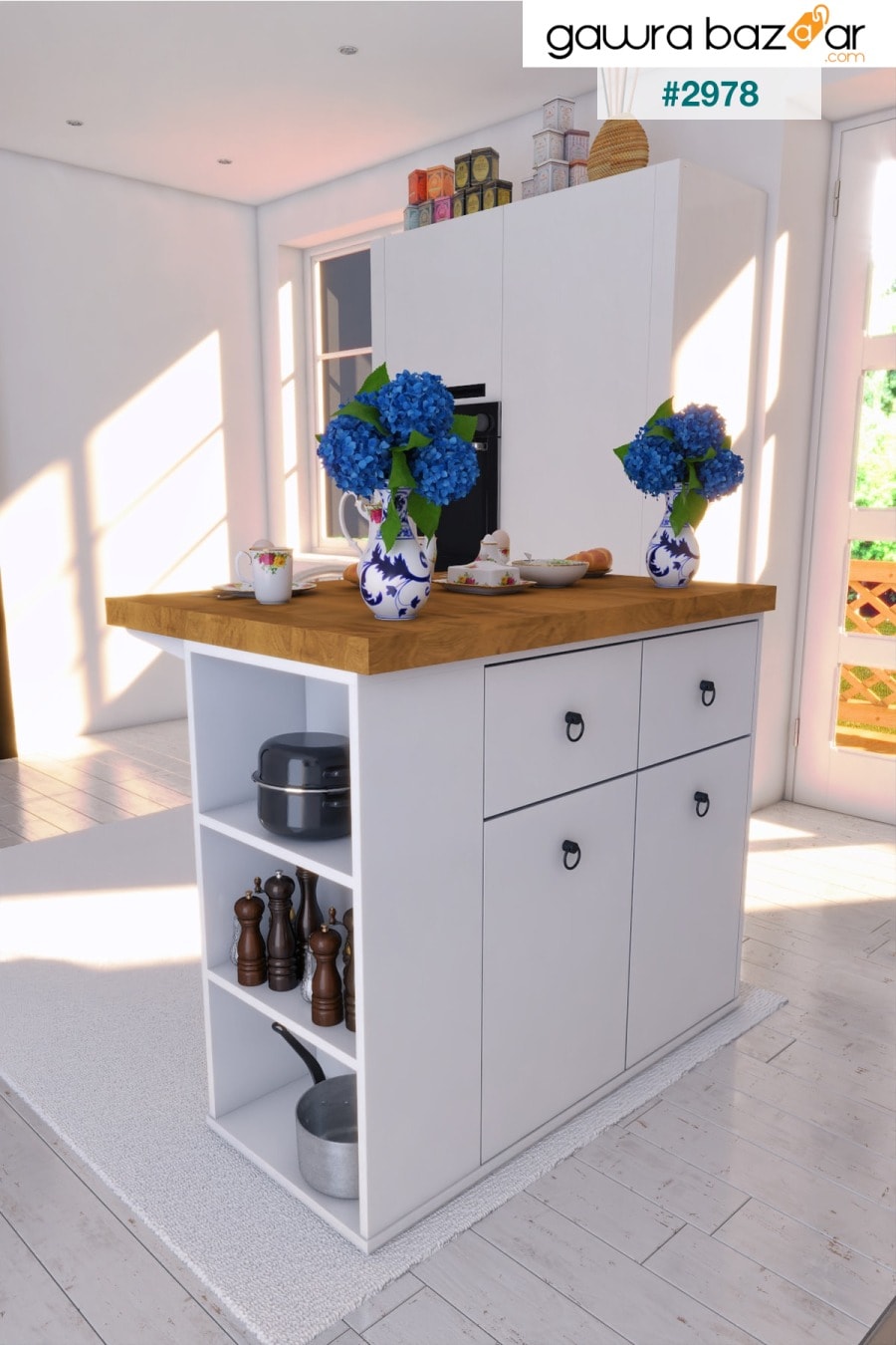 طاولة مطبخ مع خزانة متعددة الأغراض قابلة للطي من خشب الجوز RAFİNERİ 0