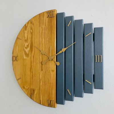 ساعة حائط مصنوعة يدويا من الخشب الصلب 40x40 سم تبغ ومدخن