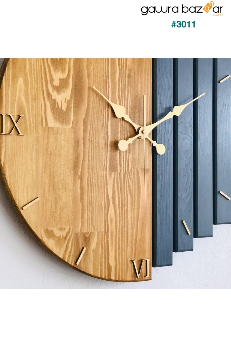 ساعة حائط مصنوعة يدويا من الخشب الصلب 40x40 سم تبغ ومدخن DECODUAL 3