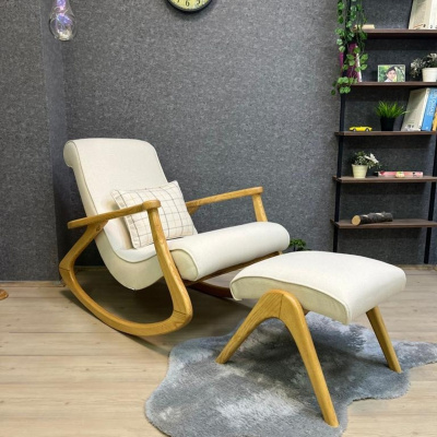 Ekol الطبيعي كريم خشبي كرسي متأرجح يستريح الرضاعة الطبيعية الأب التلفزيون القراءة مستلق كرسي Bergere