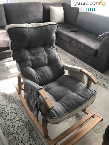 Home كرسي هزاز نيلي رمادي كريم للراحة ، والرضاعة الطبيعية ، والتلفزيون ، والقراءة ، والكرسي Bergere