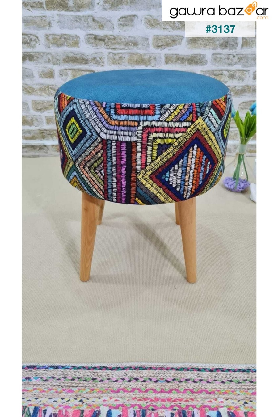 Etna كرسي بذراعين متعدد الأغراض من Etna بألوان قوس قزح وأزرق PufyHome 2