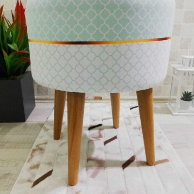 تصميم خاص من Fiona - Water Green White Hornbeam Legs ديكور مريح Pouf كرسي كرسي بذراعين