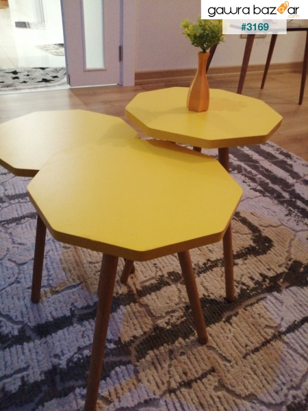 طاولة خشبية متداخلة من 3 مجموعات ديزي بوليجون