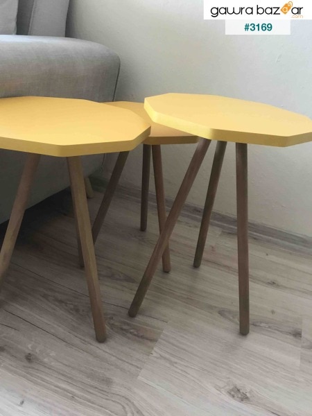 طاولة خشبية متداخلة من 3 مجموعات ديزي بوليجون